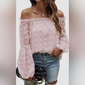 Chic Off-Shoulder Pink Blouse